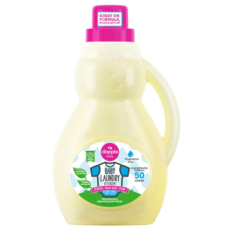 Dapple Baby Laundry Detergent, Powered by Plants, Concentrated, Hypoallergenic, Stain Remover, Fragrance Free, 50 Fl Oz (1 Pack) - Image 1